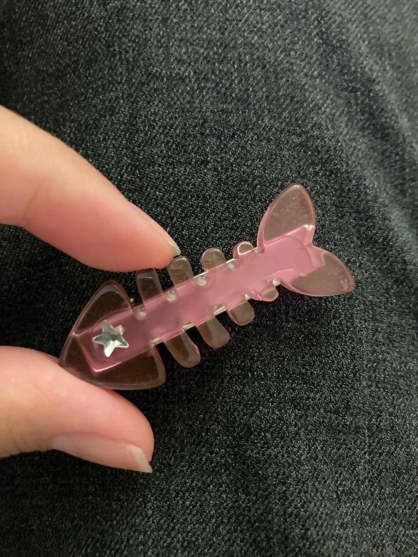 Pink Fishbone Hairclip