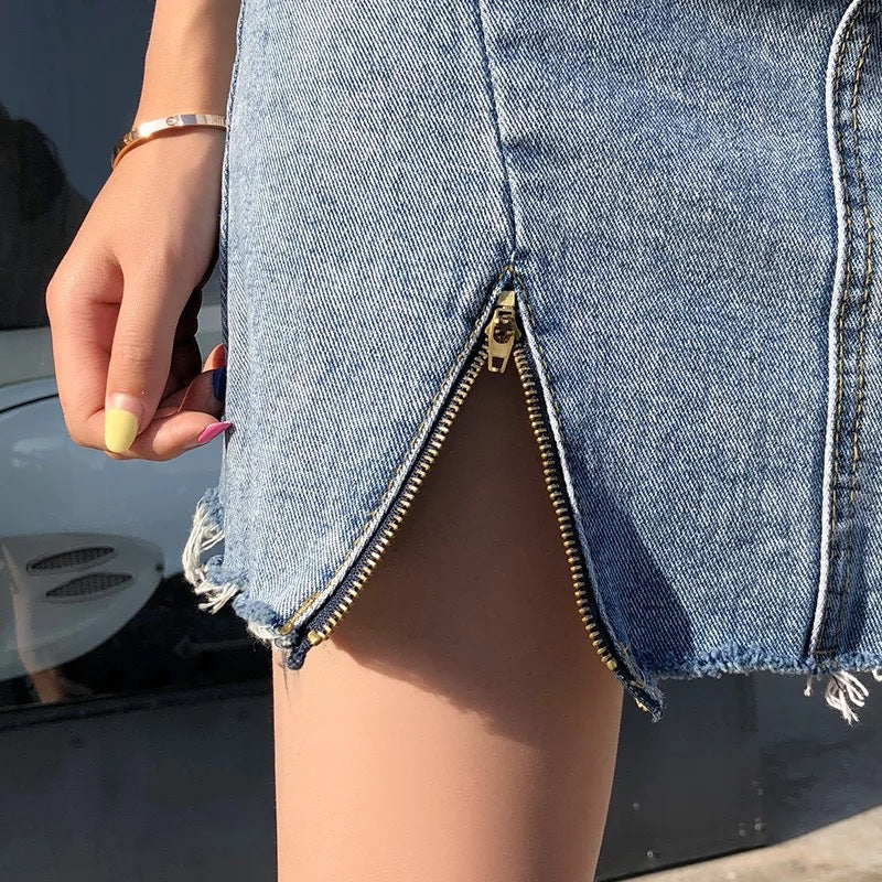 Denim A-Line Mini Skirt