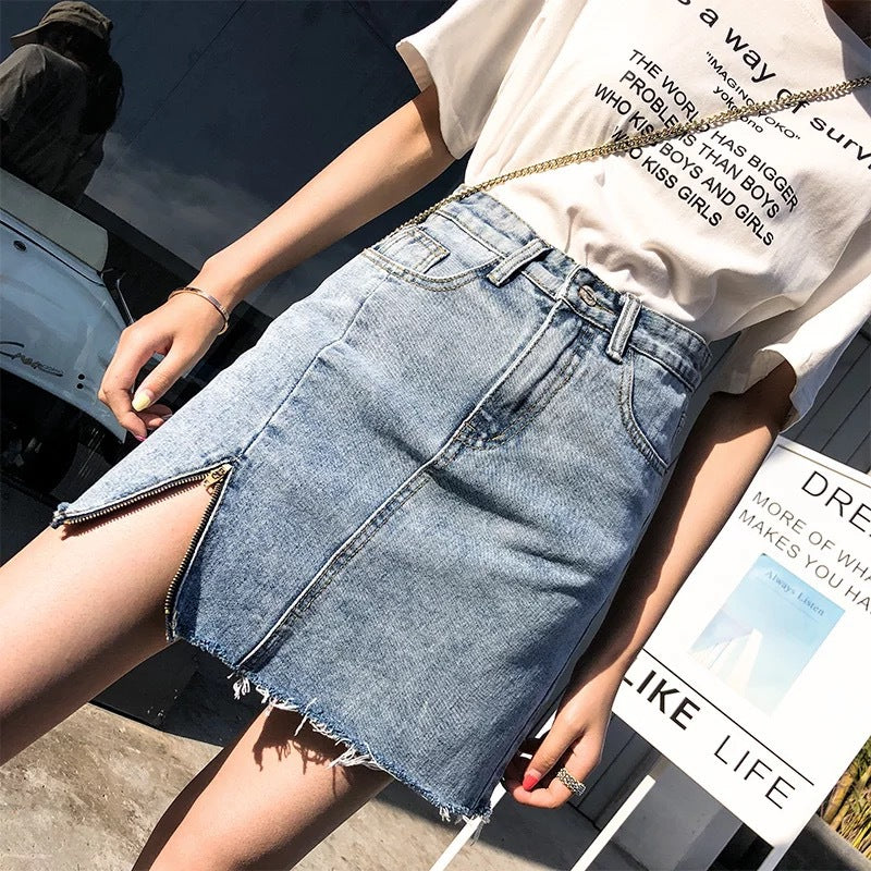 Denim A-Line Mini Skirt