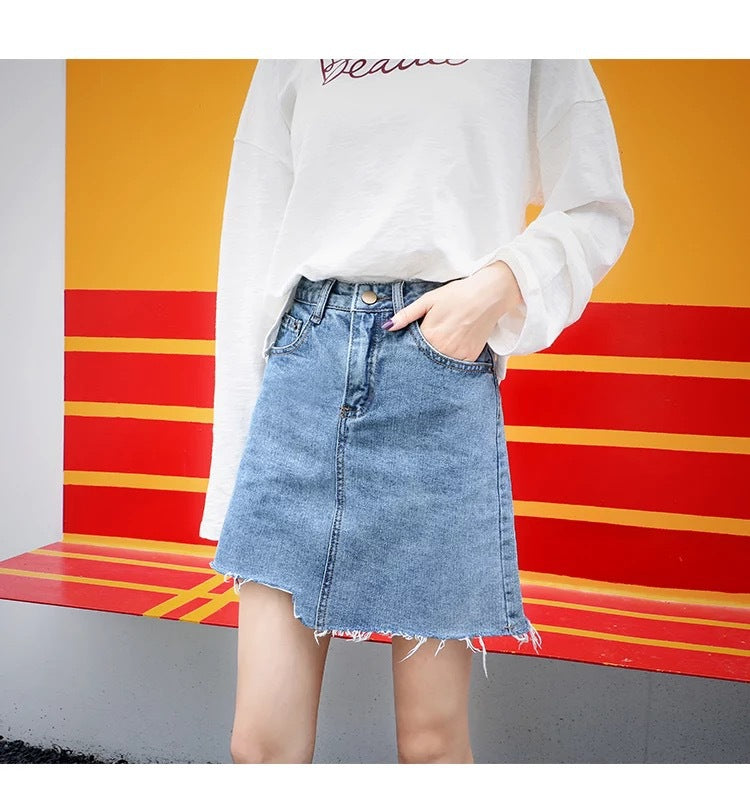Denim A-Line Mini Skirt