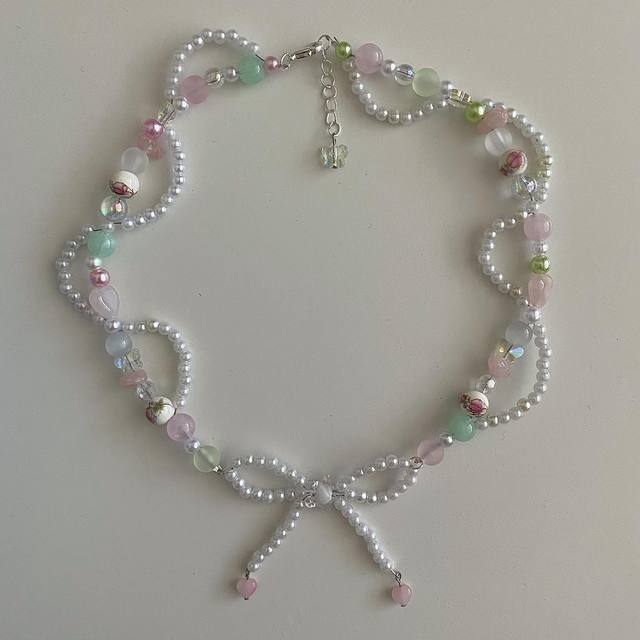 Cotton Candy Bow Necklace
