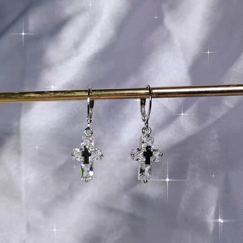 Vintage Metal Cross Earrings