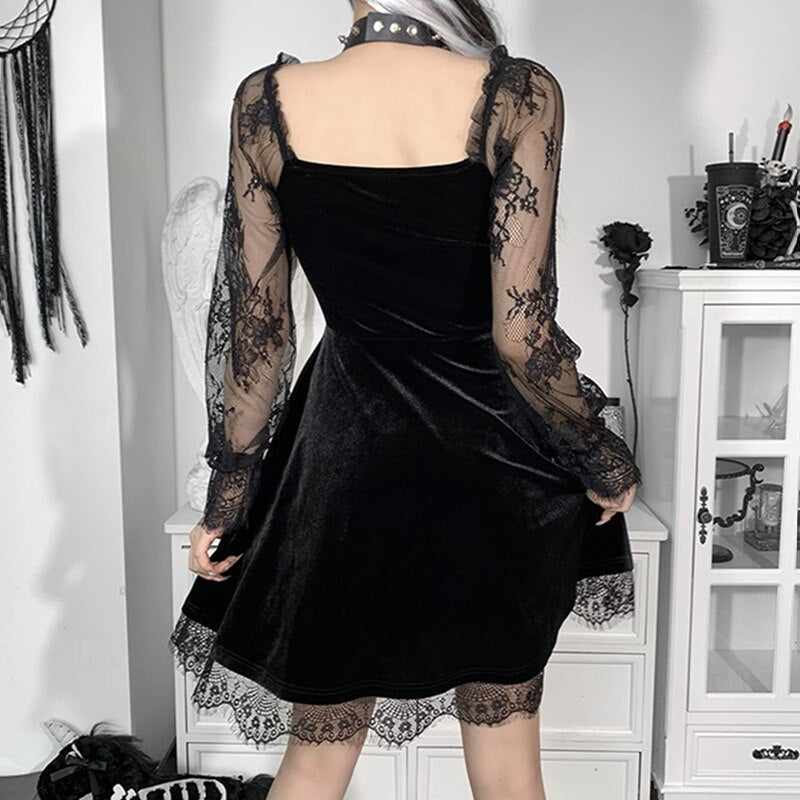 Gothic Lolita Lace Velvet Dress