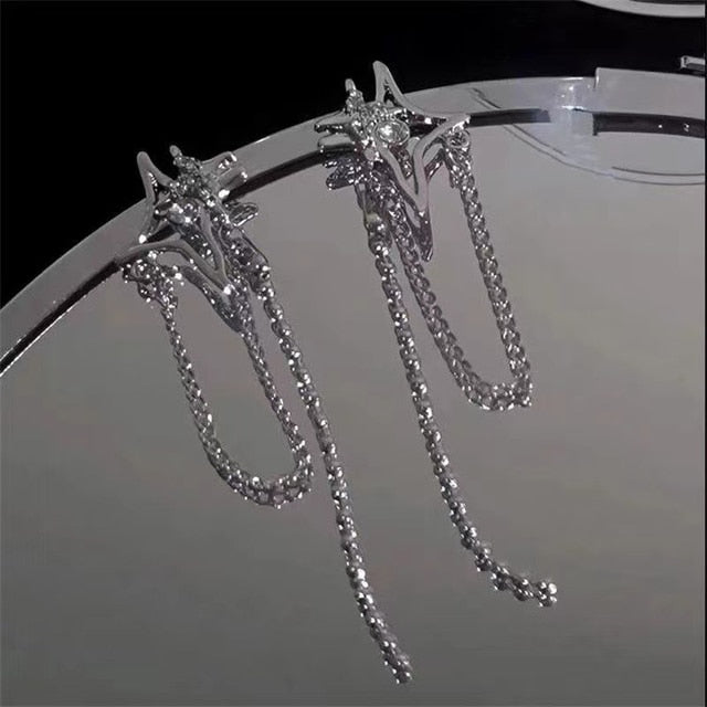 Crystal Star Chain Earrings