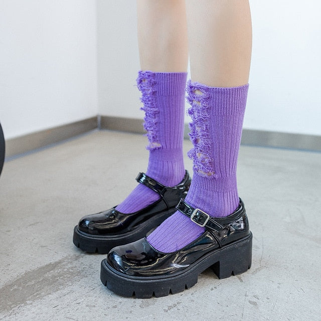 Gothic Ripped Punk Socks