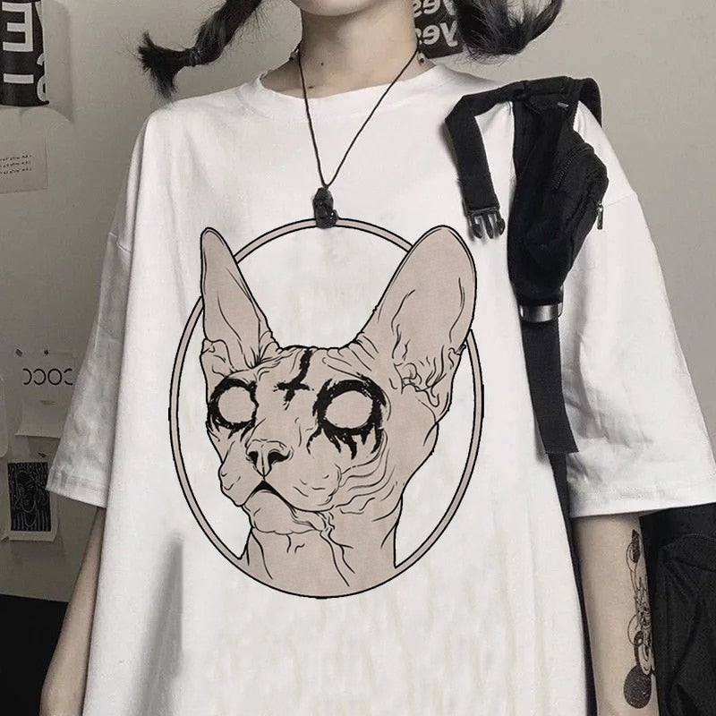 Death Metal Sphynx Cat Oversize Tee