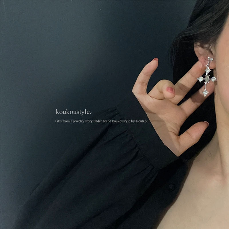 Rhinestone Cross Earrings