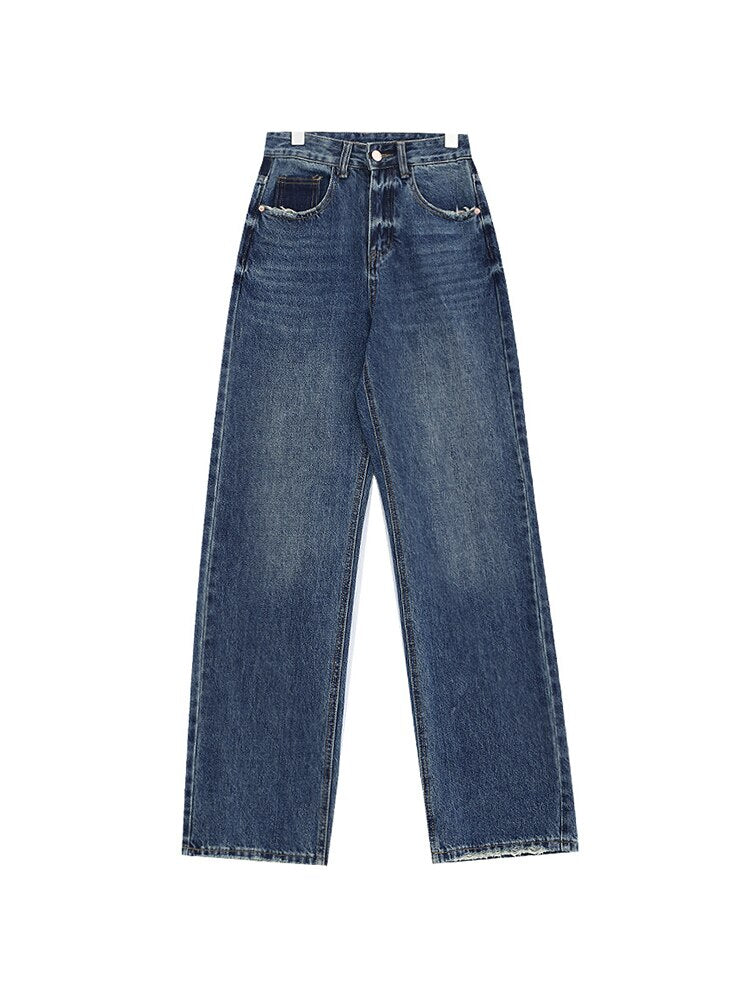 High Waist Blue Wash Baggy Jeans