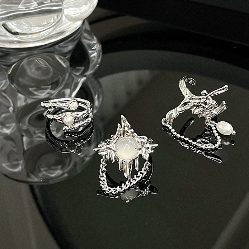 White Moonstone Rings
