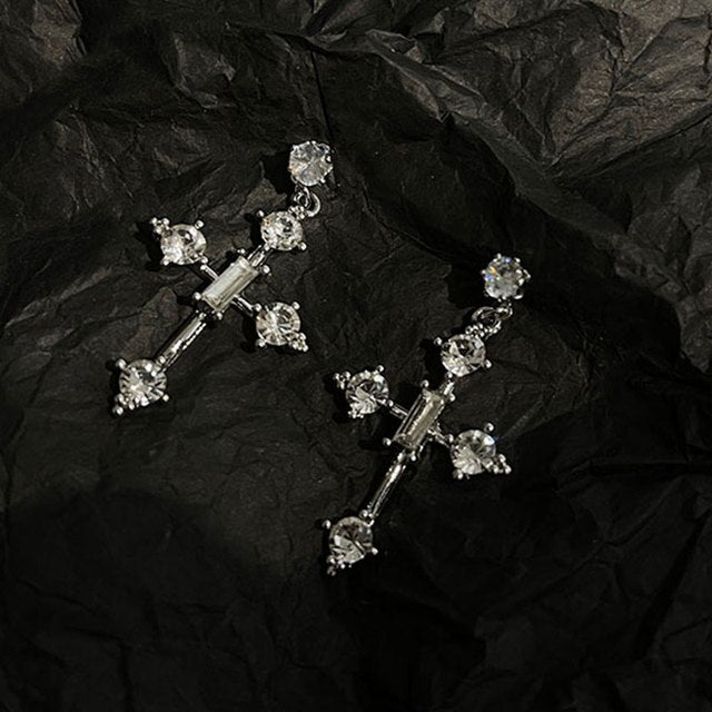Rhinestone Cross Earrings