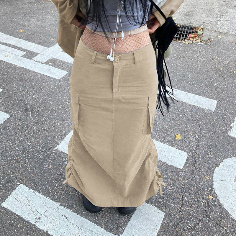 Low Rise Cargo Maxi Skirt