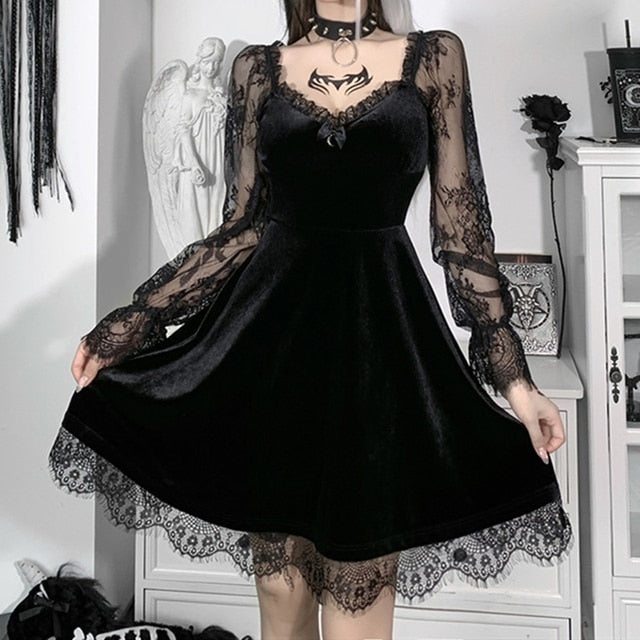 Gothic Lolita Lace Velvet Dress