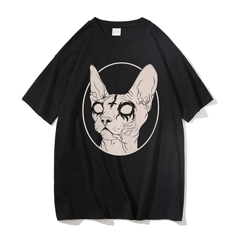 Death Metal Sphynx Cat Oversize Tee