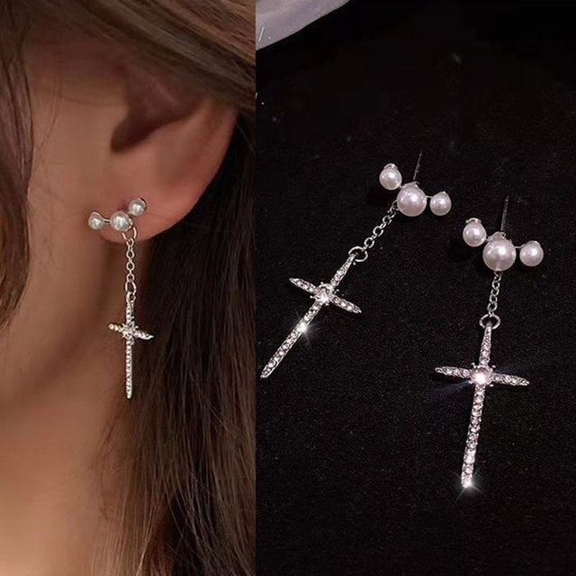 Rhinestone Cross Earrings