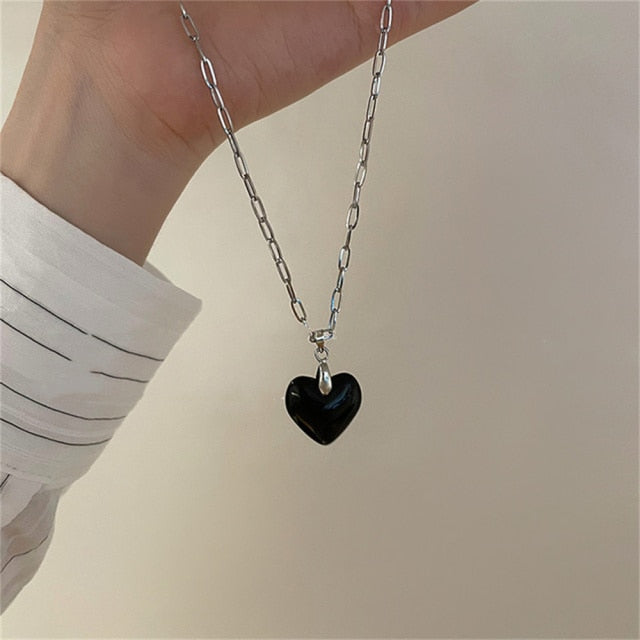 Glass Heart Pendant Necklace