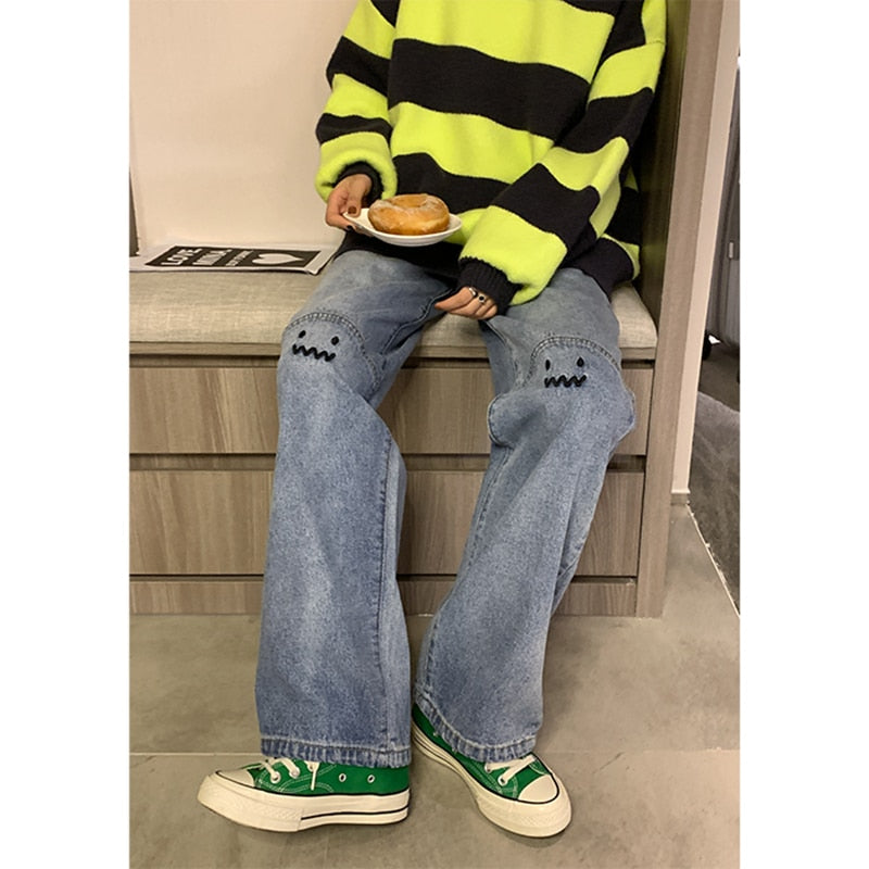 Cute Emoji Baggy Jeans