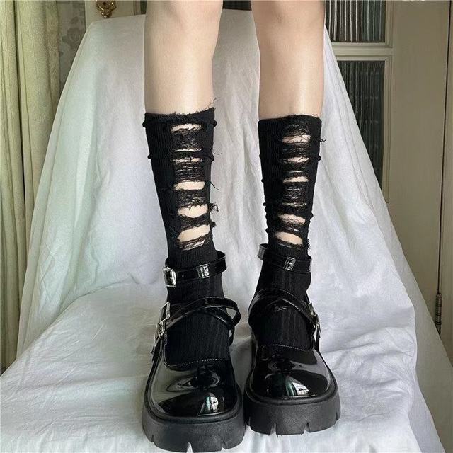 Gothic Ripped Punk Socks