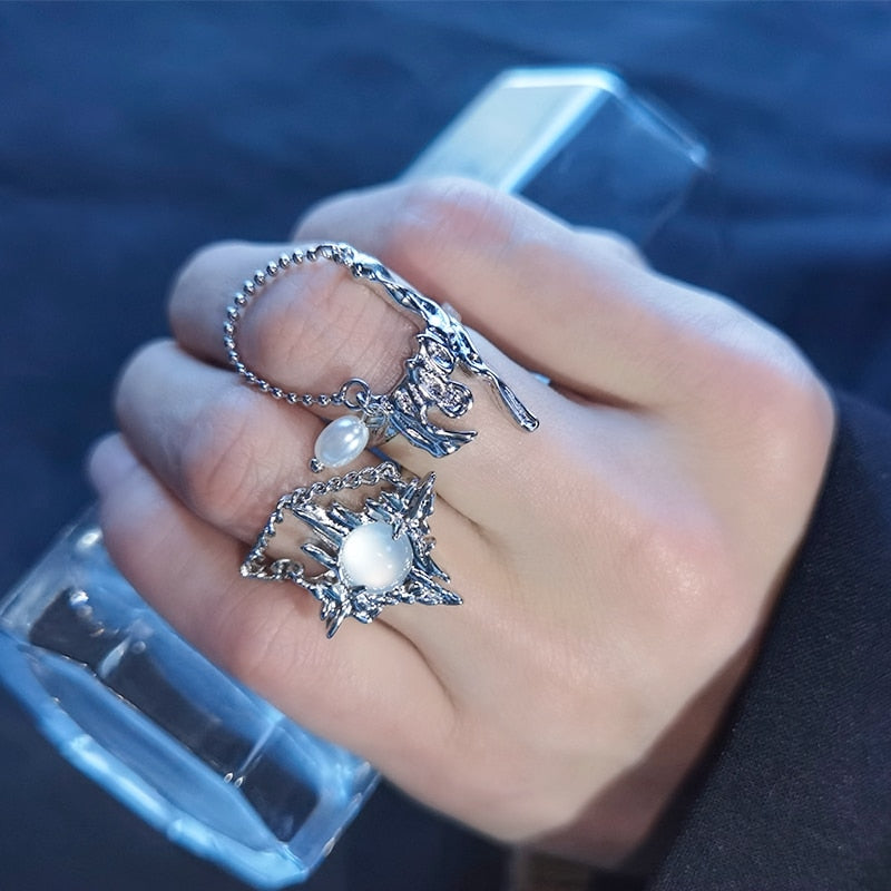 White Moonstone Rings