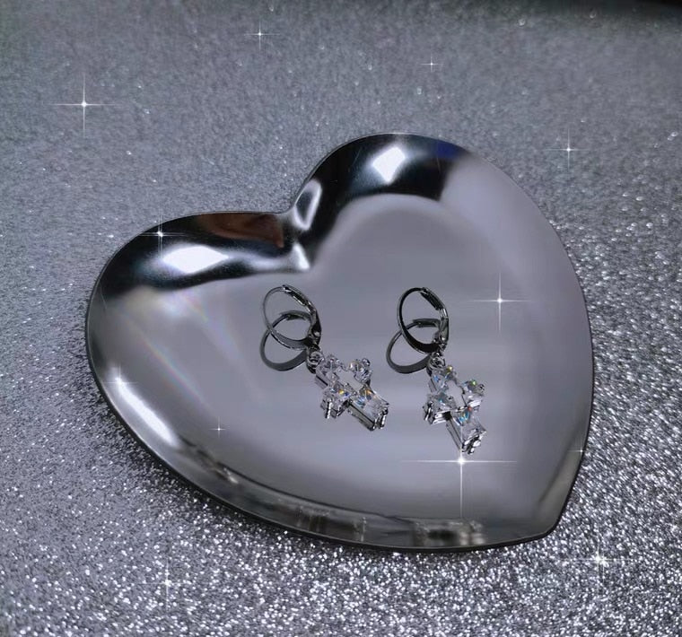 Vintage Metal Cross Earrings