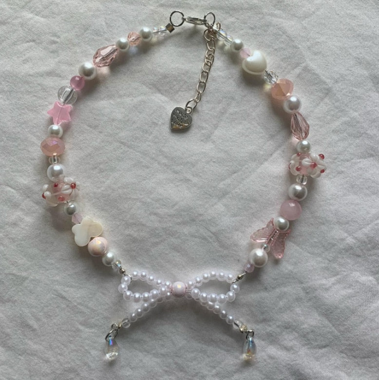 Cotton Candy Bow Necklace