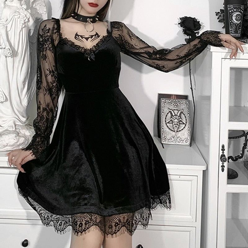 Gothic Lolita Lace Velvet Dress