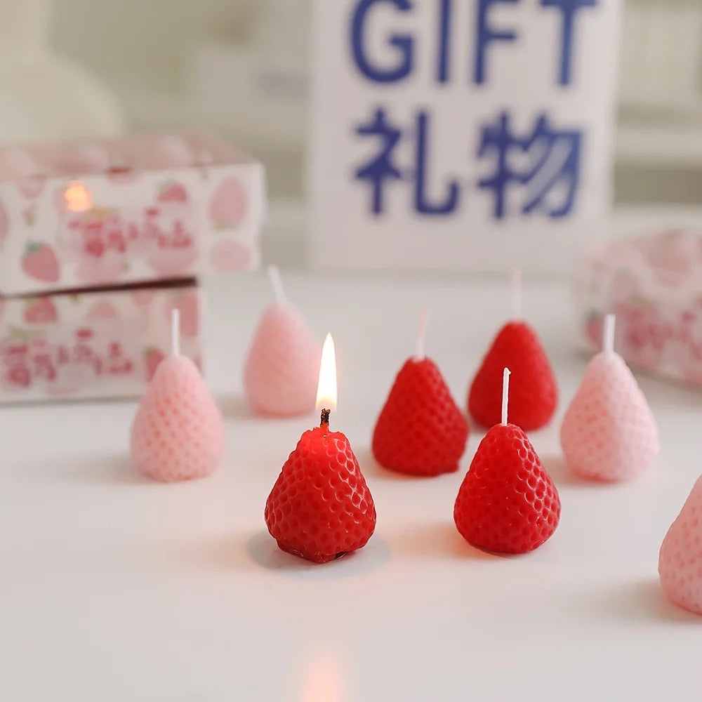 9pc Strawberry Candles (mix color)