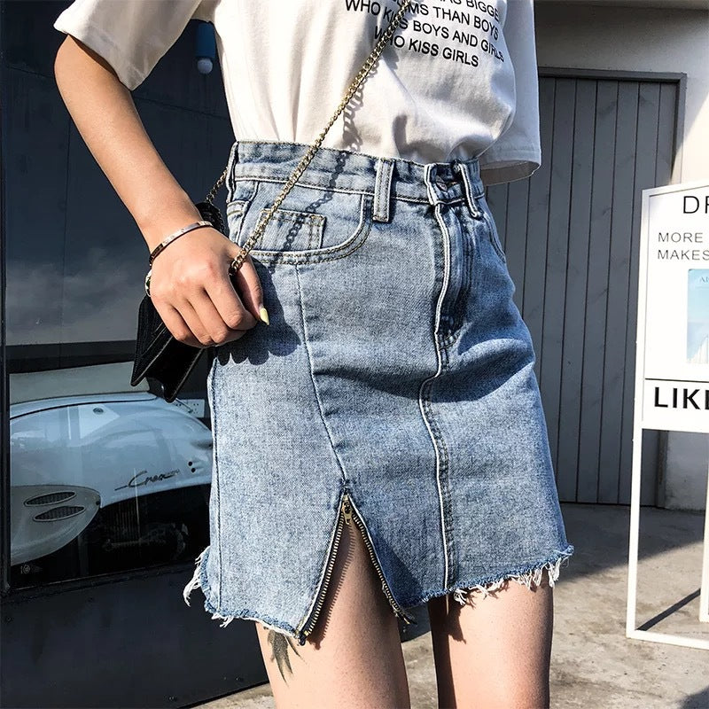 Denim A-Line Mini Skirt