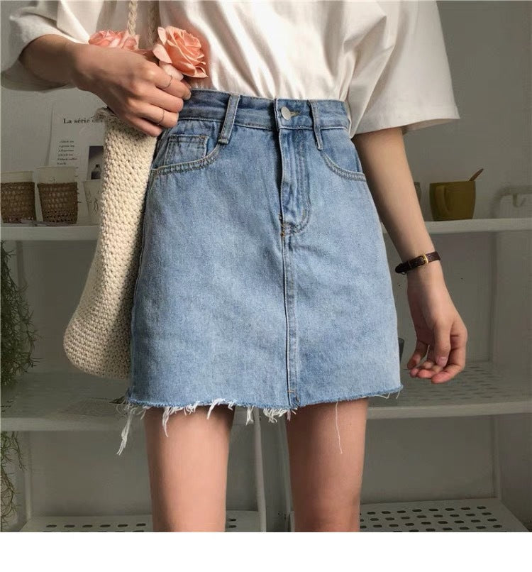 Denim A-Line Mini Skirt