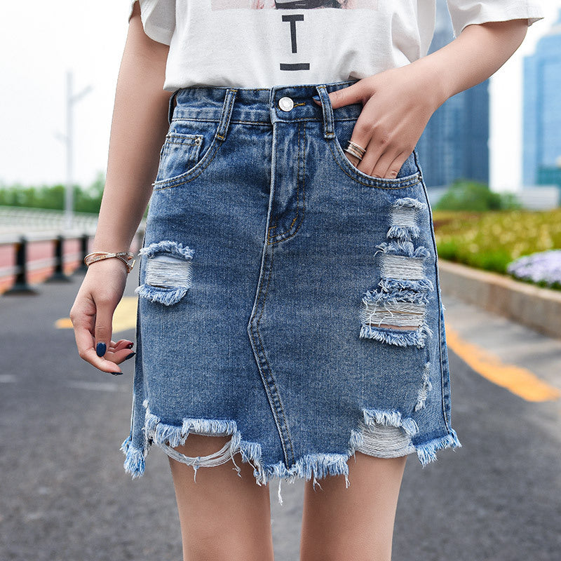 Denim A-Line Mini Skirt