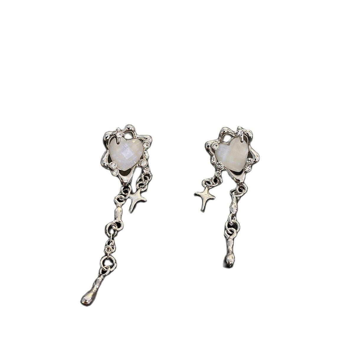 Vintage Opal Heart Earrings