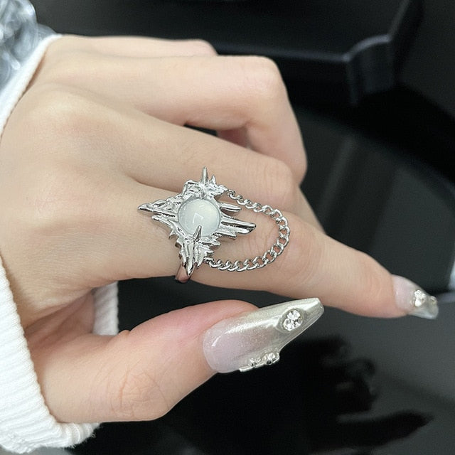 White Moonstone Rings