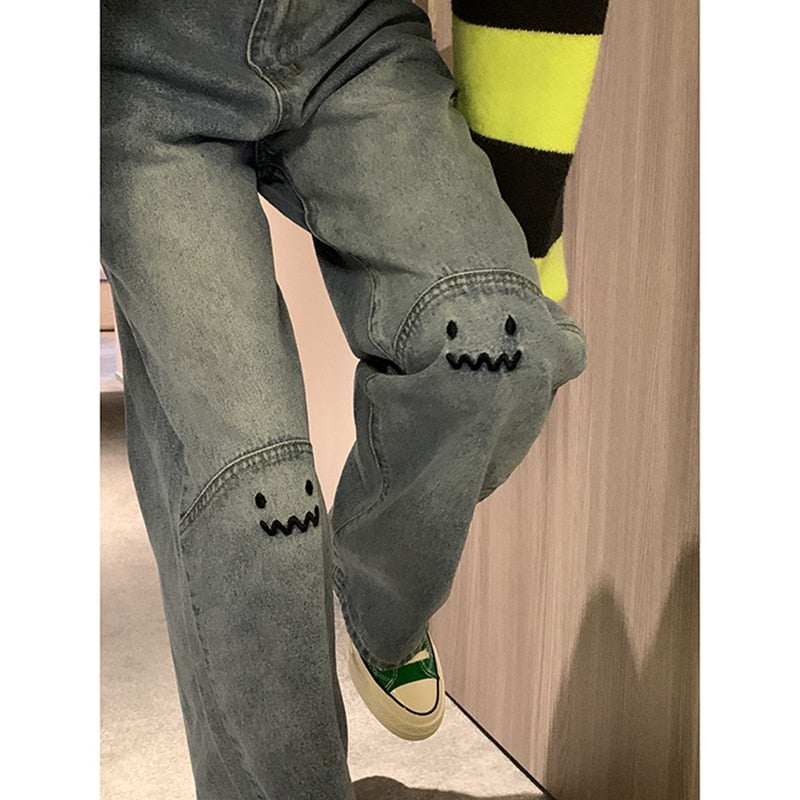 Cute Emoji Baggy Jeans