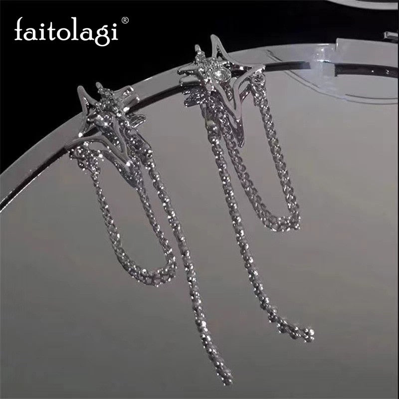 Crystal Star Chain Earrings
