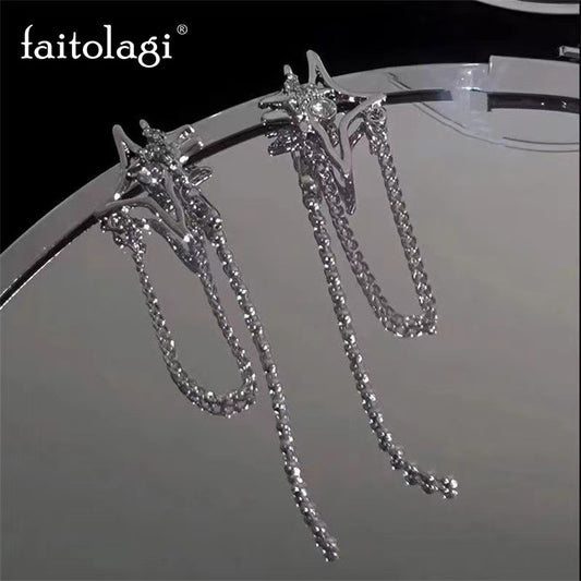 Crystal Star Chain Earrings