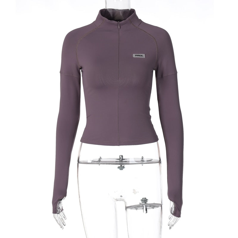 Y2K Long Sleeve Zipper Tops