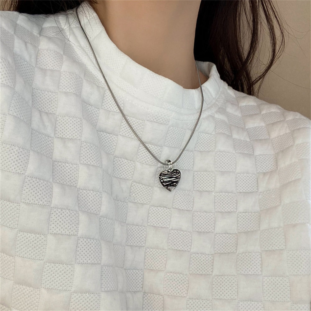 Glass Heart Pendant Necklace