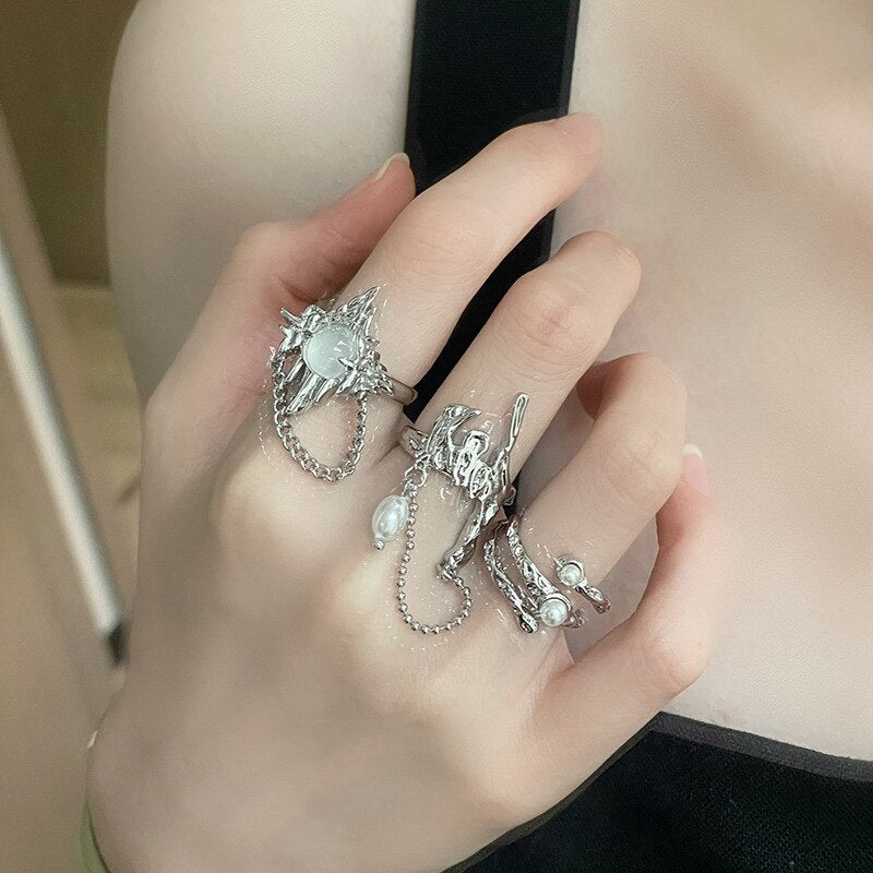 White Moonstone Rings