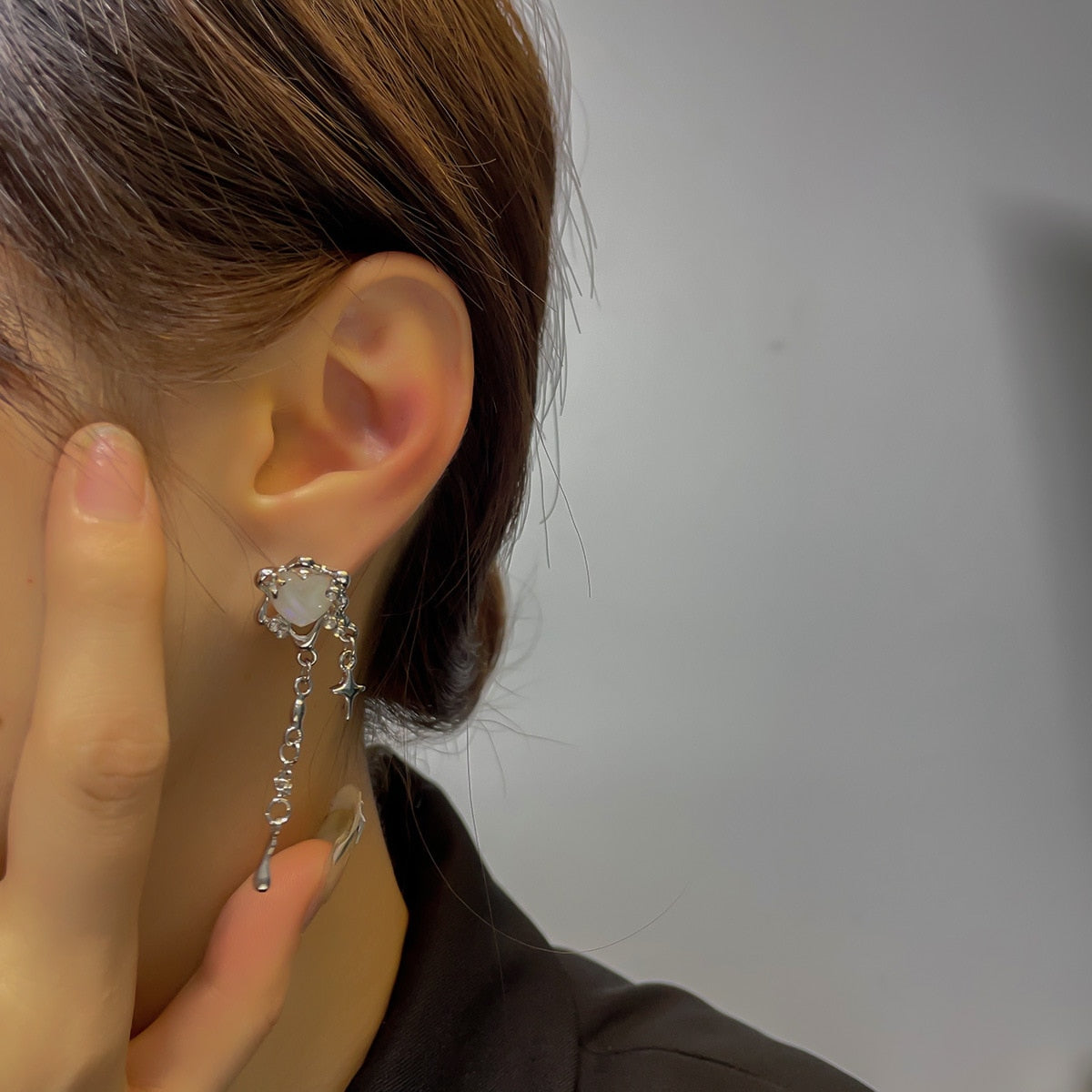Vintage Opal Heart Earrings