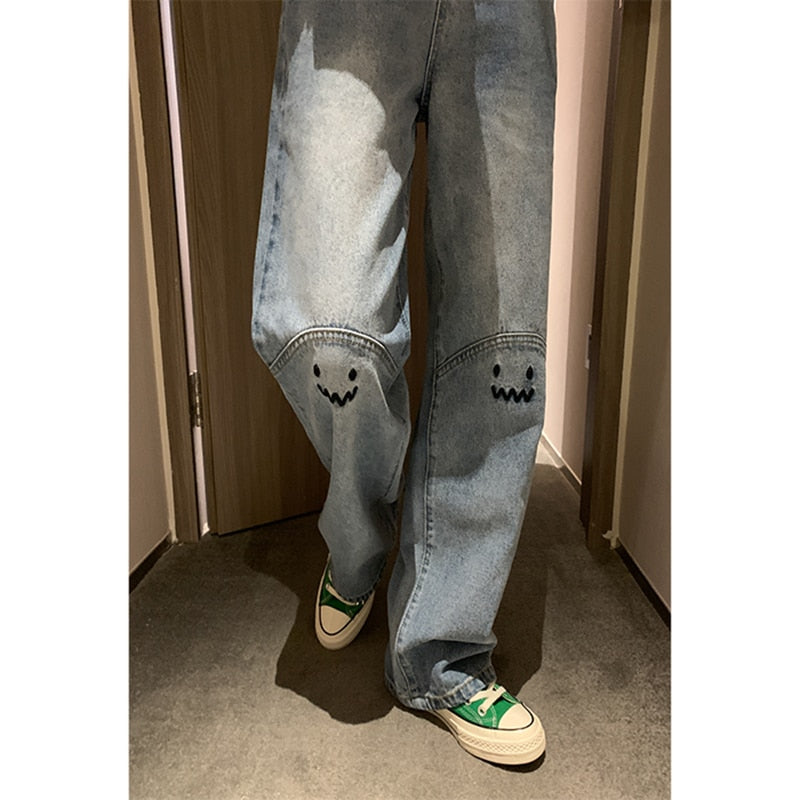 Cute Emoji Baggy Jeans