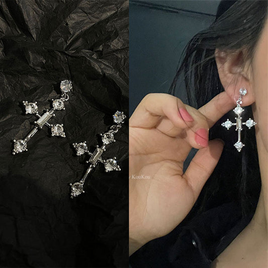 Rhinestone Cross Earrings