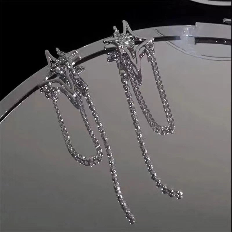 Crystal Star Chain Earrings