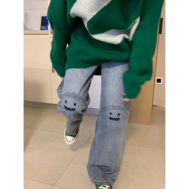 Cute Emoji Baggy Jeans