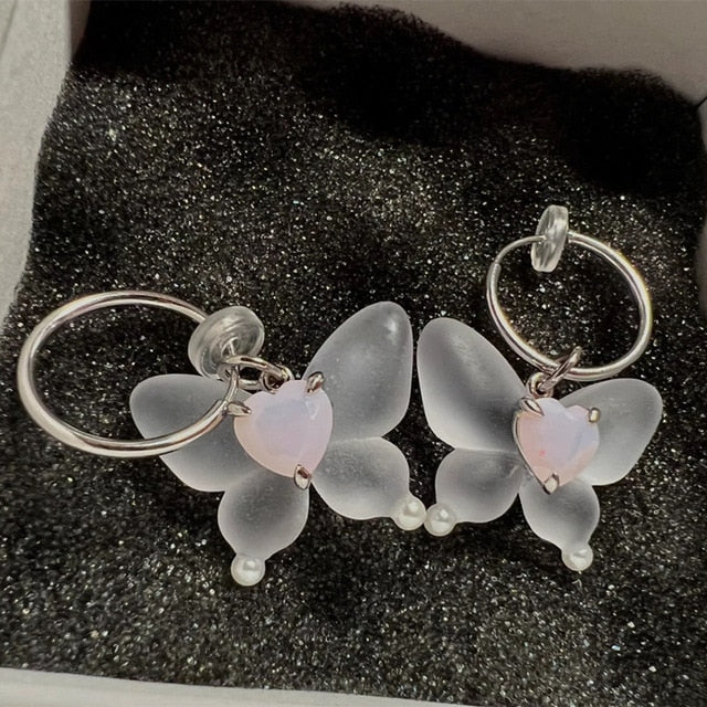 Sweet Pink Butterfly Earrings