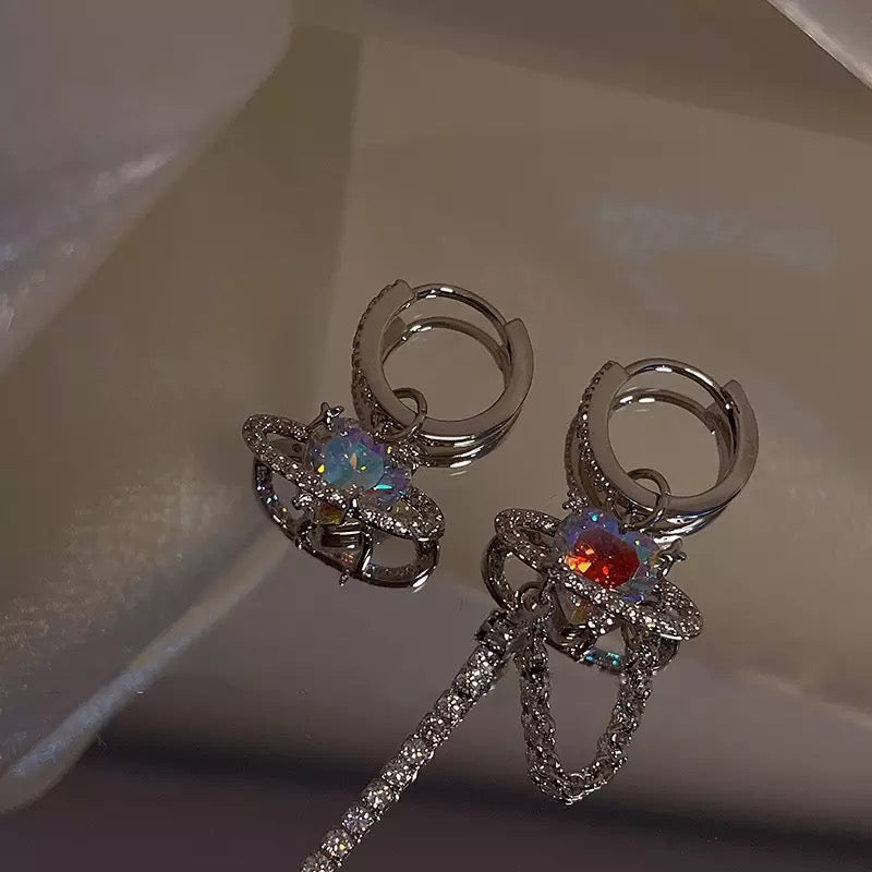 Heart Planet Asymmetrical Earrings