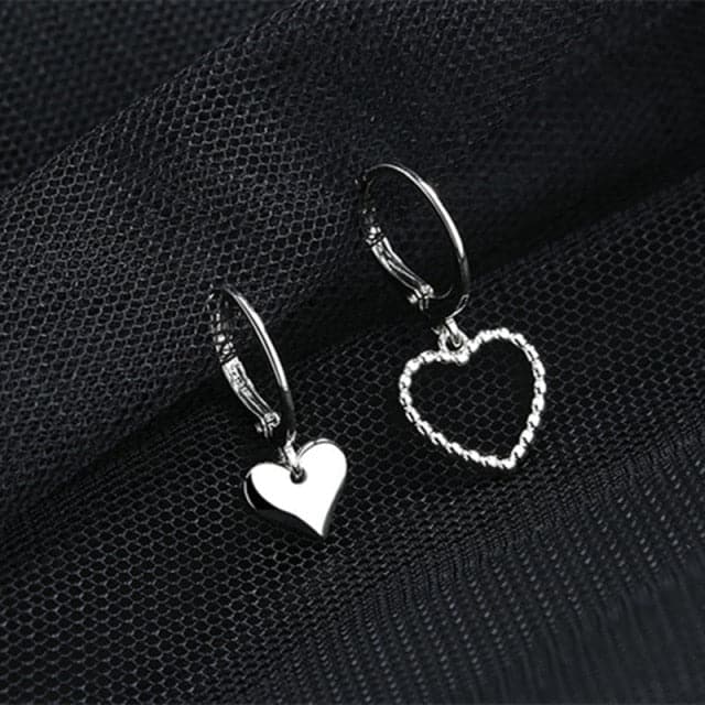 Silver Heart Huggie Earrings